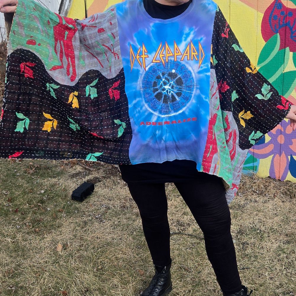 Def Leppard Upcycled Poncho
